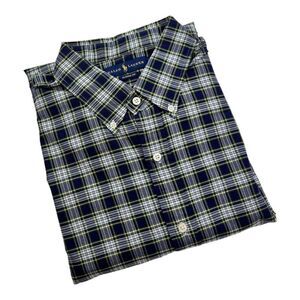 New Ralph Lauren Men US XL Blue Plaid Shirt Long Sleeve Classic Fit Button Down
